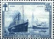 Antwerp harbour view, Cathedral and Aquitaine passenger ship