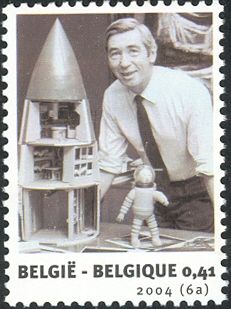 Hergé + Model of Tintin and Rocket