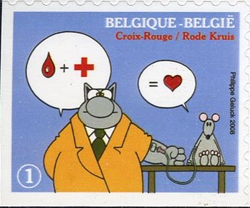 Red Cross The Cat Self-adhesive Right + Bottom Imperforate