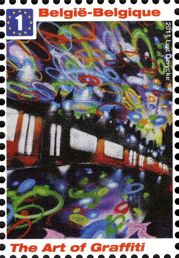 The art of graffiti: tram in an abstract creation