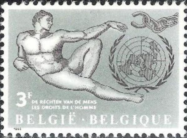 "Adam" (Michelangelo) and U.N. Emblem