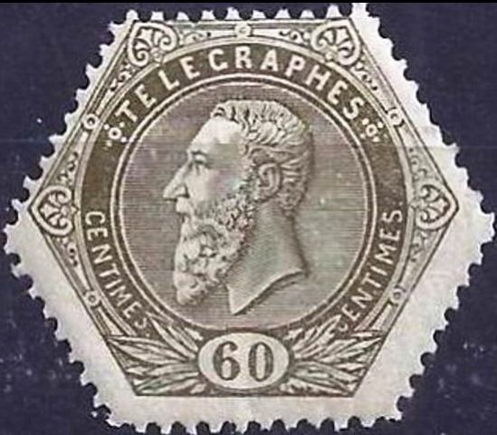 Telegraph Stamp: leopold II on a lined background