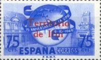75th anniversary of UPU on stamp of Spain overprinted