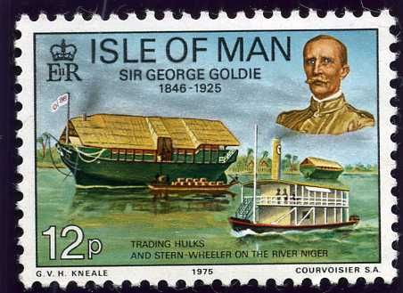 Trading hulks and stern-wheeler on the river Niger