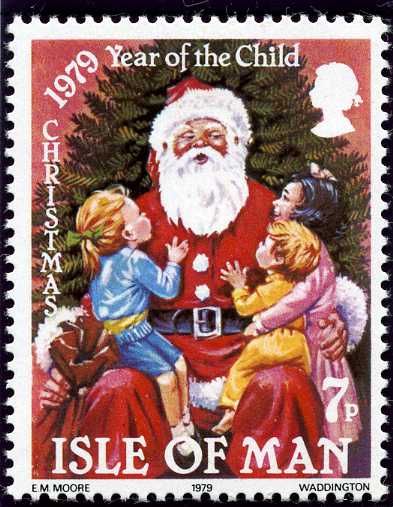Father Christmas with young children