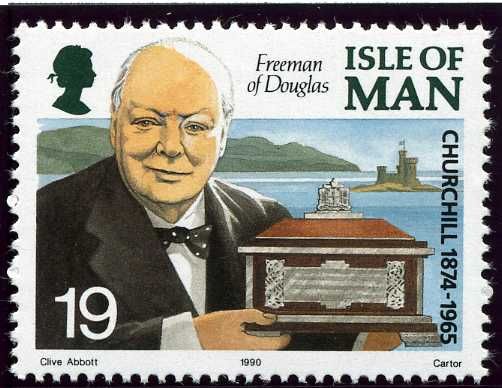 Winston Churchill with the Freeman of Douglas Casket