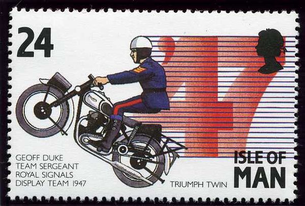 Geoff Duke (1947 Royal Signals Display Team) on Triumph 3T