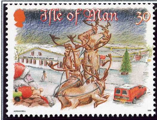 Father Christmas flying over Spring Valley Sorting Office