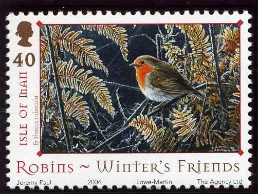 European Robin (Erithacus rubecula) on Branch