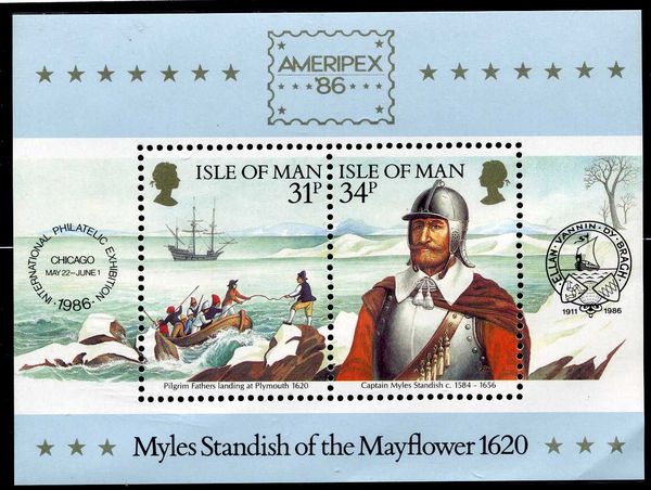 Capt. Myles Standish and the Pilgrim Fathers landing at Plym