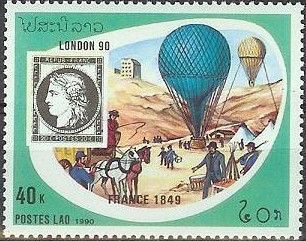 France 1849 20c. stamp and mail balloons, Paris, 1870