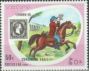 Sardinia 1851 5c. stamp and post rider