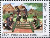 Playing game with bamboo poles