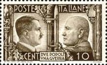 Portraits of Mussolini (1863-1945) and Hitler (1889-1945)