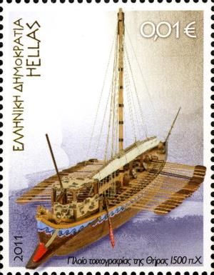 Ship from a Thera wall painting, 1500 B.C.