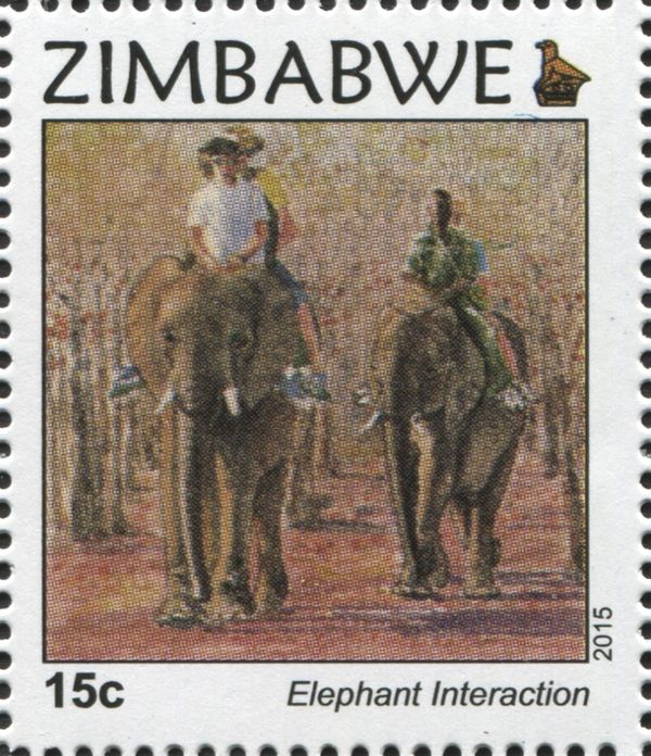African Elephant (Loxodonta africana), with Riders