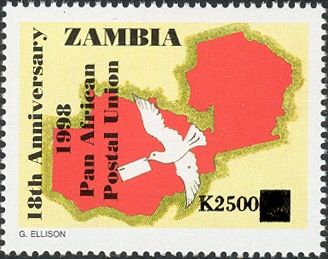 White dove on an Zambia map