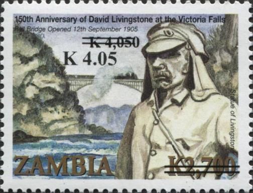 David Livingstone at Victoria Falls, 150th Anniv. surcharged