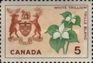 White Trillium (Trillium grandiflorum) and Arms of Ontario