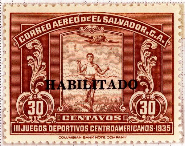 Runner breasting the tape - overprinted "HABILITADO"