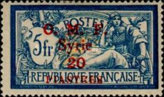 Type Merson overprinted and Syrian surcharge