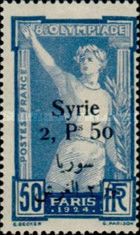 Bilingual "Syrie" & value on french Olympics 1924 stamp