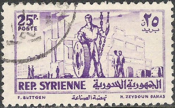 Overprint on Factory and construction workers