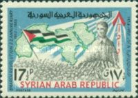 Flag and Crowd on Map of Near East