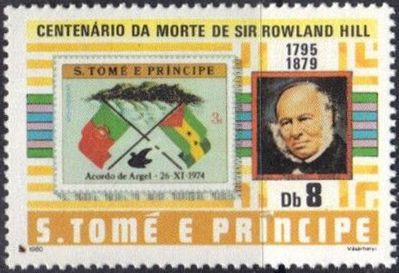 Sir Rowland Hill and stamps from 1975