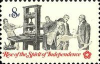 Printer and Patriots Examining Pamphlet