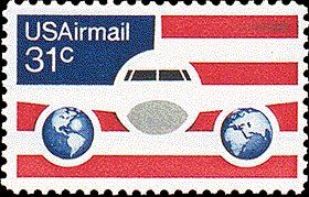 Boeing 737 Jetliner and Globes over US Flag