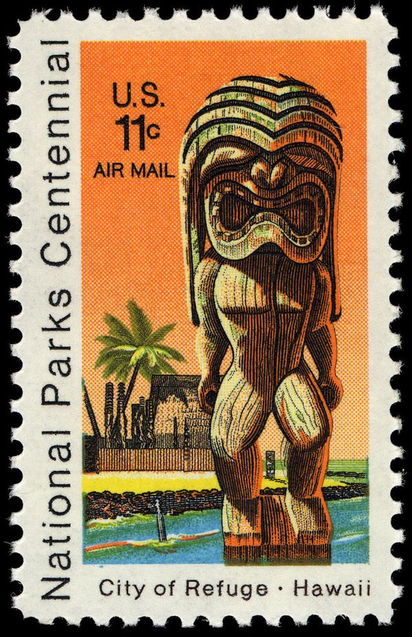 Statue and Temple, City of Refuge, Hawaii
