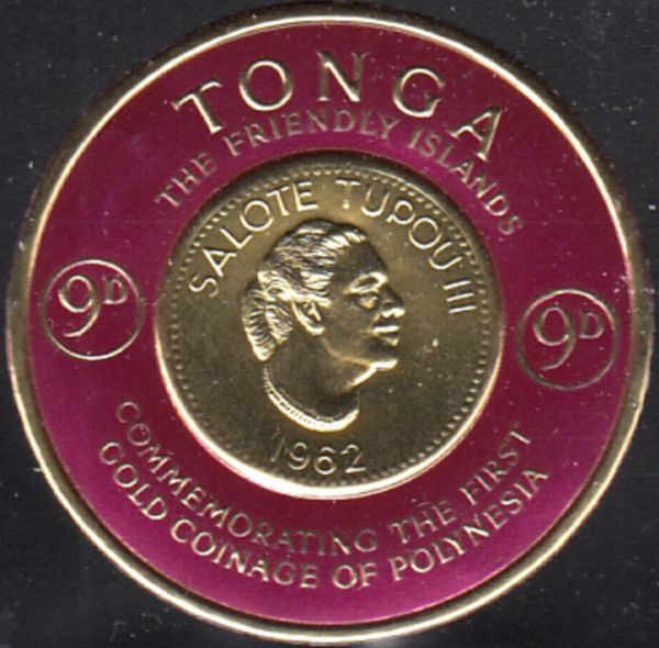 Obverse of 1962 ¼ koula gold coin (Queen Sālote Tupou III)