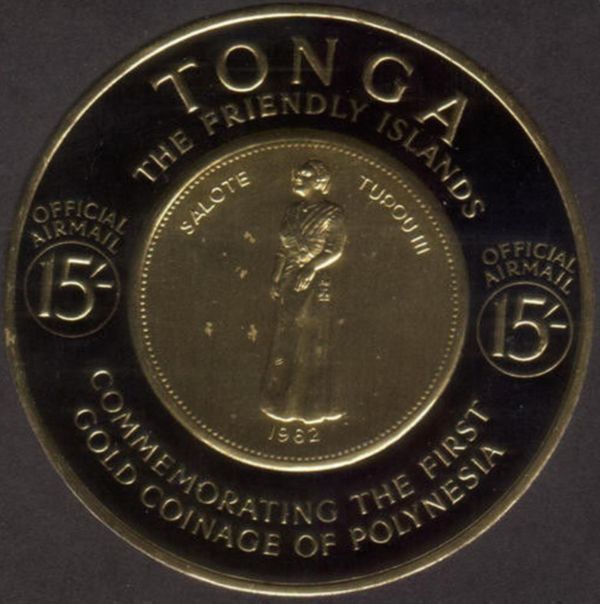Obverse of 1962 1 koula gold coin (Queen Sālote Tupou III)