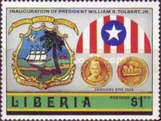 Seal & flag of Liberia, $400 commemorative gold coin