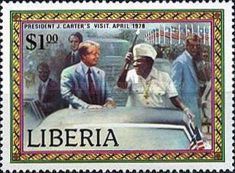 Jimmy Carter and William R Tolbert Jr in motorcade