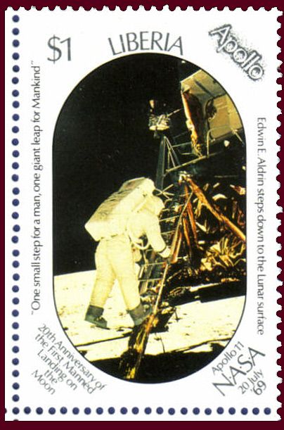 Aldrin steps on the Moon