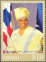 President Ellen Johnson Sirleaf and Flags