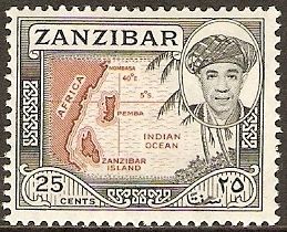 Map showing location of Zanzibar