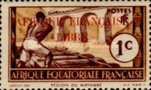 Stamp of 1937-1939 overprinted Free French Africa