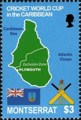 Montserrat Flag and Outline Map