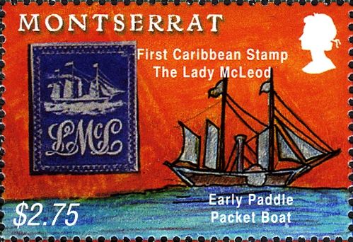 1st Caribbean Stamp and "Lady McLeod" (early packet ship)