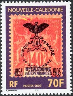Centenary of first cagou (bird emblem) on stamp