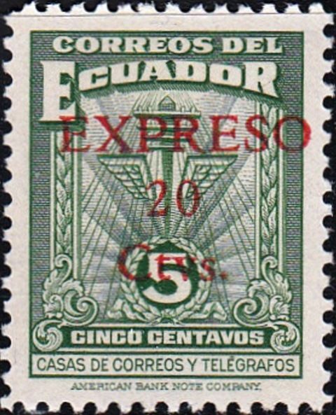 Overprint EXPRESO 20 ctvs in red
