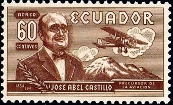Castillo with his biplane "El Telégrafo"