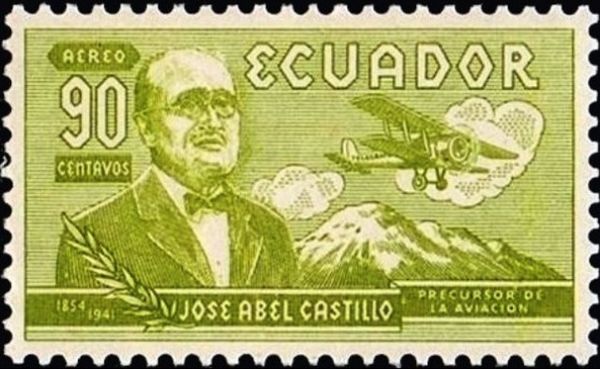 Castillo with his biplane "El Telégrafo"
