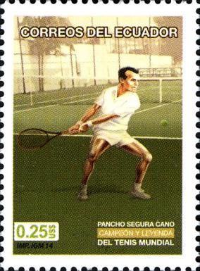 Pancho Segura on tennis court