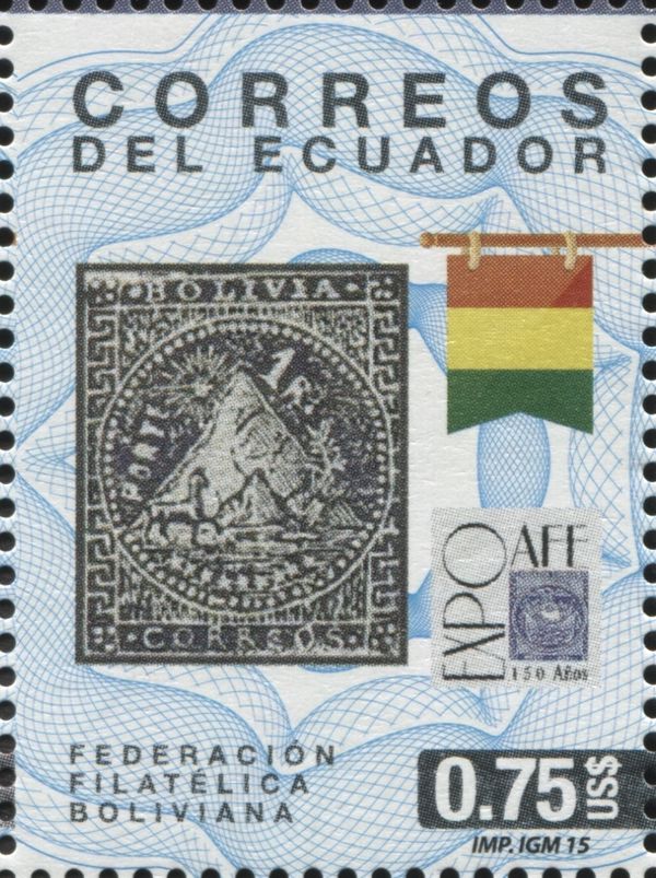 Flag and Stamp of Bolivia