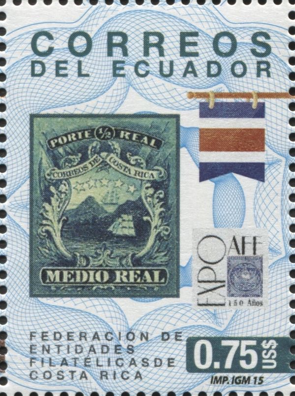 Flag and Stamp of Costa Rica