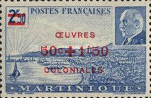 Fort de France and Petain surcharged